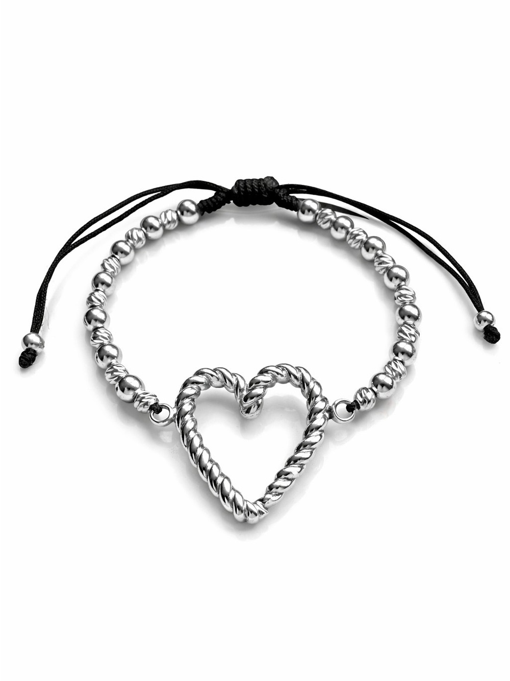 Silver Heart Beaded Adjustable Bracelet - Women Jewelry